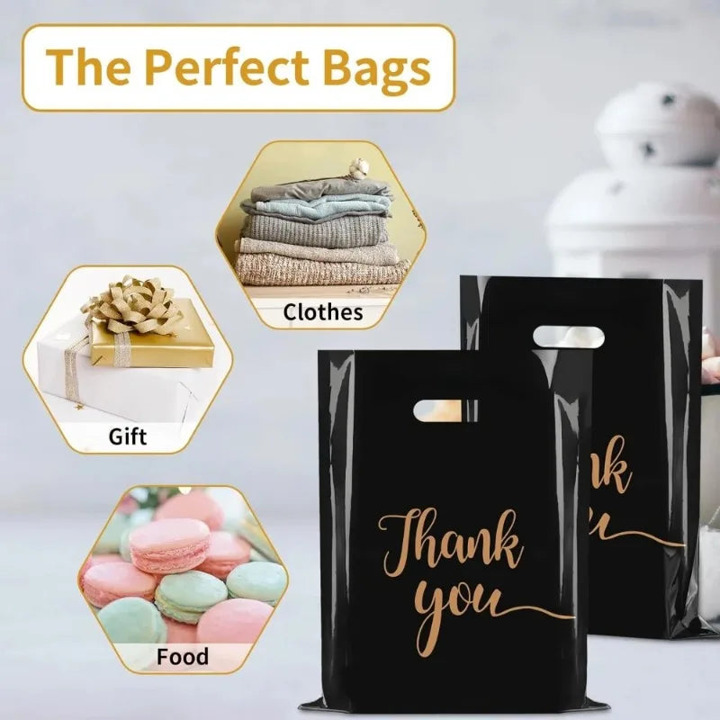 Thank You Gift Bags – Black Premium Handled Packaging Bags