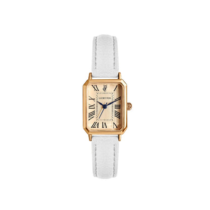 Retro Square Women’s Quartz Watch – Leather Strap