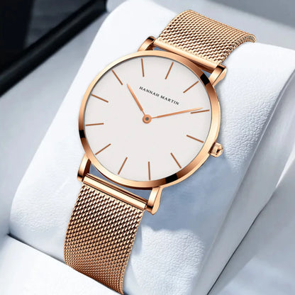 Women’s Rose Gold Quartz Watch – Elegant Bracelet Set