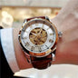Elegant Automatic Mechanical Skeleton Watch – Leather Strap