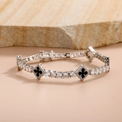 Iced Lucky Clover Tennis Bracelet