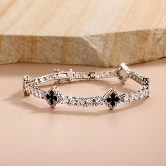 Iced Lucky Clover Tennis Bracelet