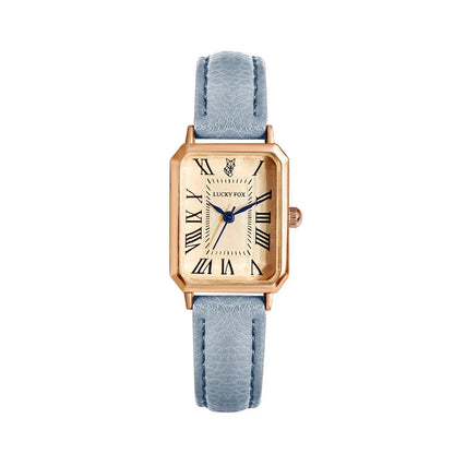 Retro Square Women’s Quartz Watch – Leather Strap