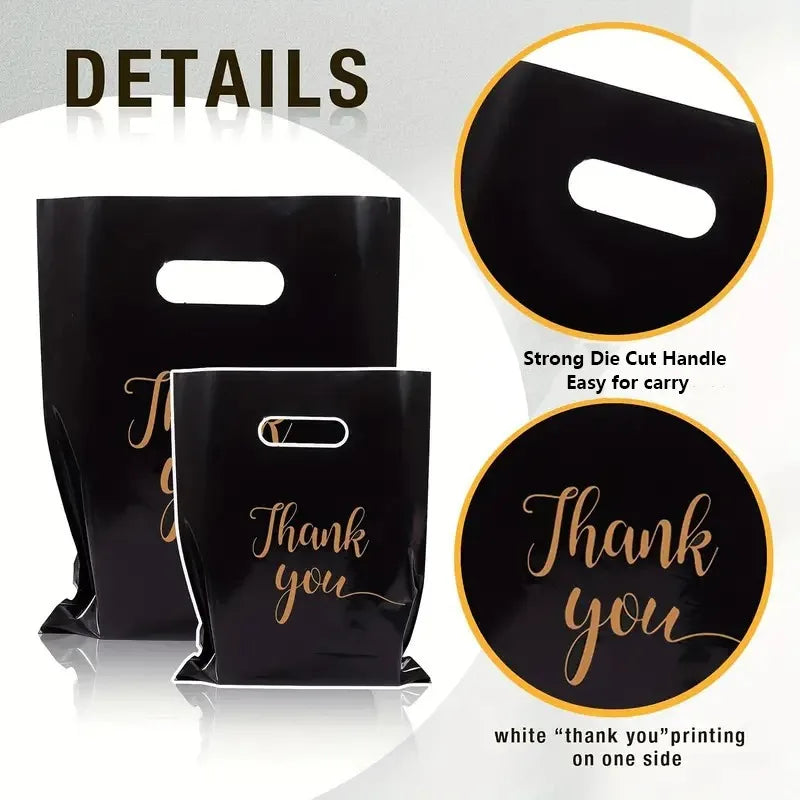 Thank You Gift Bags – Black Premium Handled Packaging Bags