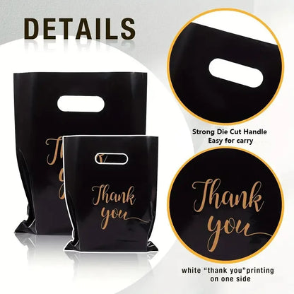Thank You Gift Bags – Black Premium Handled Packaging Bags