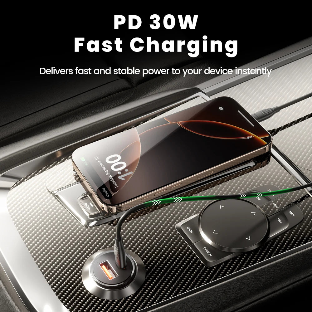 30W Fast Car Charger – QC3.0 & Type-C