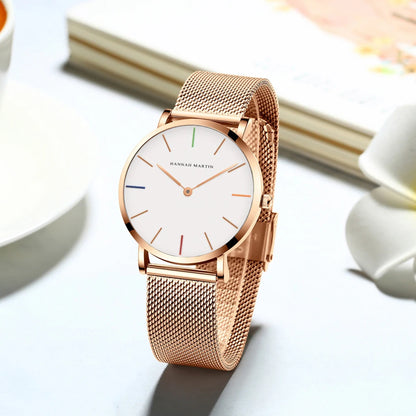 Women’s Rose Gold Quartz Watch – Elegant Bracelet Set