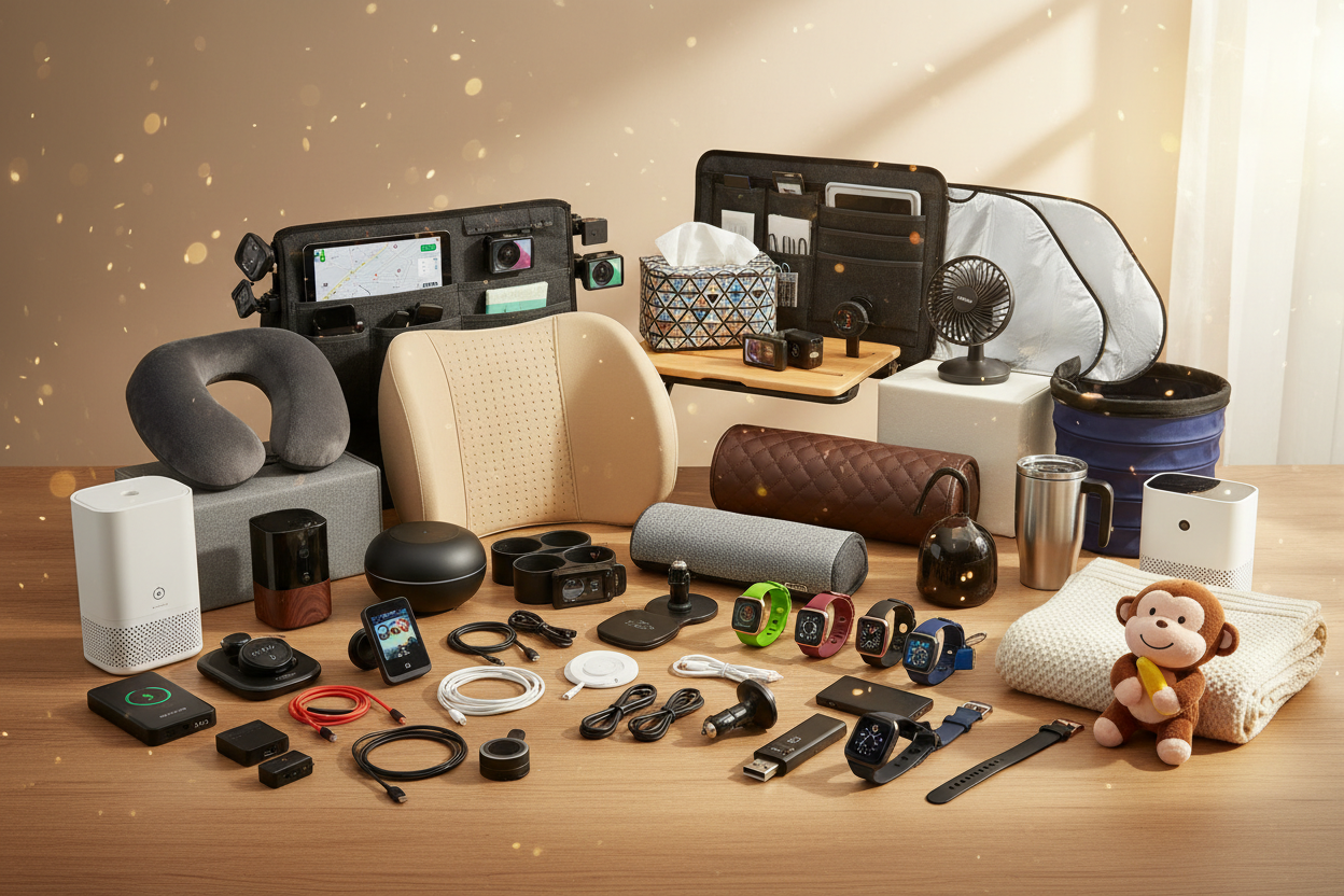 add more electronics like chargers hand watches and add a small cute monkey toy